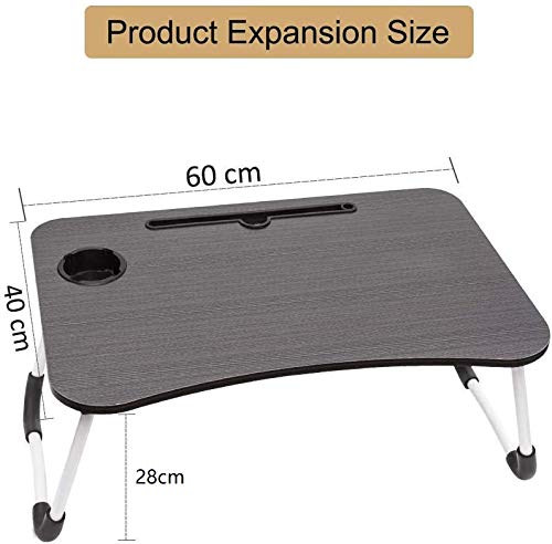IRIS Multi-Purpose Laptop Table with Dock Stand and Coffee Cup Holder/Study Table/Bed Table/Foldable and Portable/Ergonomic & Rounded Edges/Non-Slip Legs, Size: 60 x 40 cm (Black) - Image 2