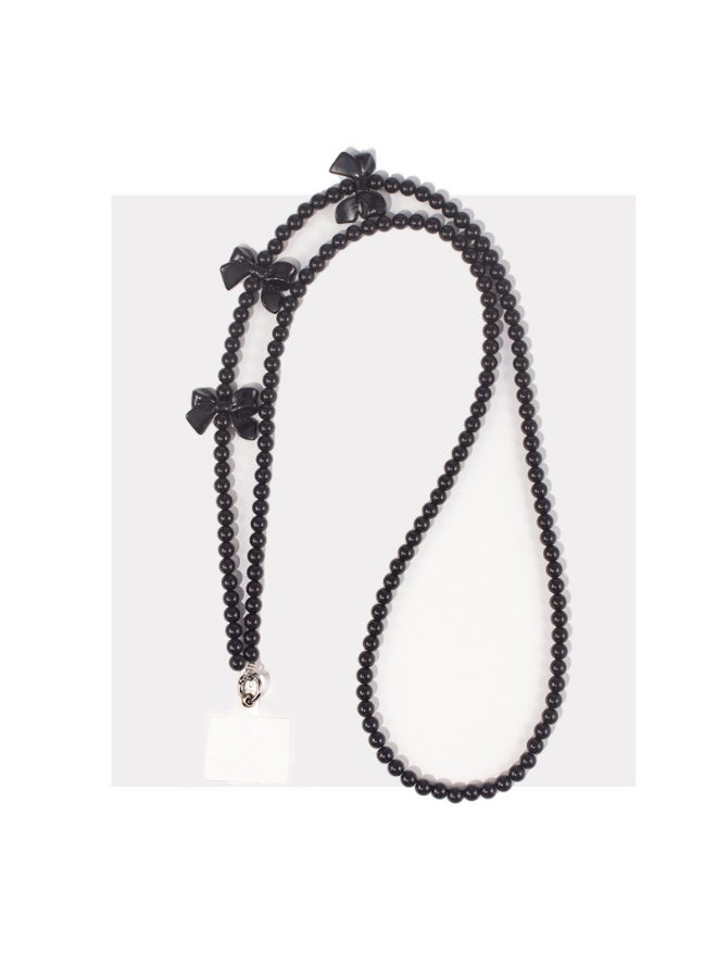 NIBEMINENT Beaded Phone Lanyard, Anti Lost Removable Wrist Strap, Love Heart Neck Chain Bracelet Pendant, Phone Keychain Lanyard, White