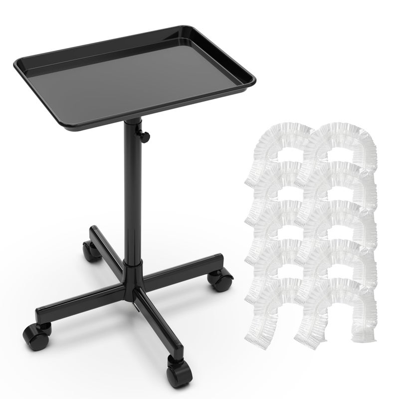 TASALON Rolling Salon Cart Mobile Styling Station with Wheels Aluminum Rolling Tray Trolley for Salon Essentials Adjustable Height or Hairstylist Tray with 10 PCS Disposable Salon Tray Cover - Image 2