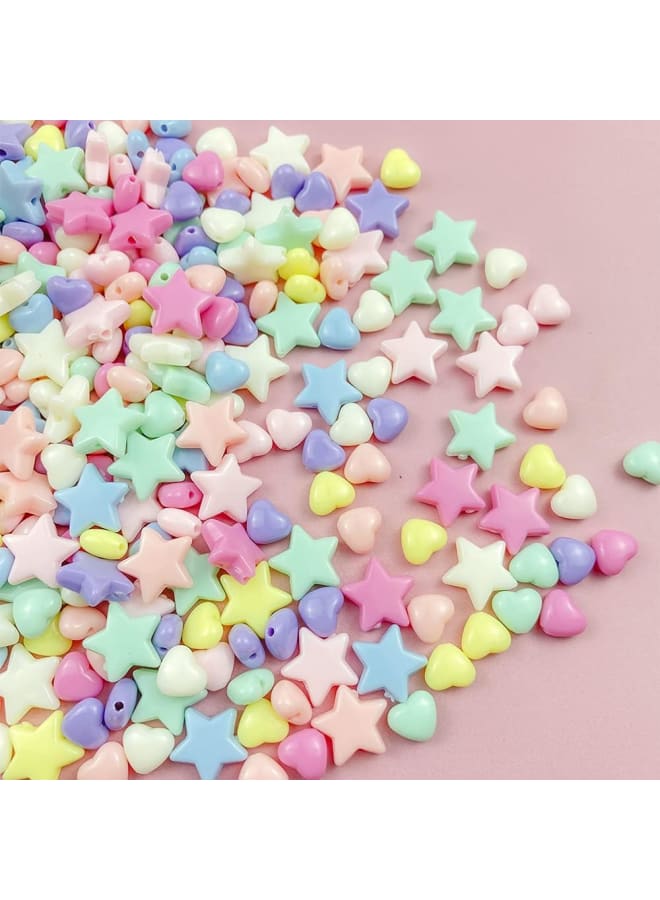 600 Pcs Candy Color Acrylic Star Heart Colorful Assorted Candy Color Mix Plastic Pastel Beads Smooth Loose Spacer Mixed for DIY Jewelry Craft Making Necklace Rainbow Bracelet (600) - Image 4