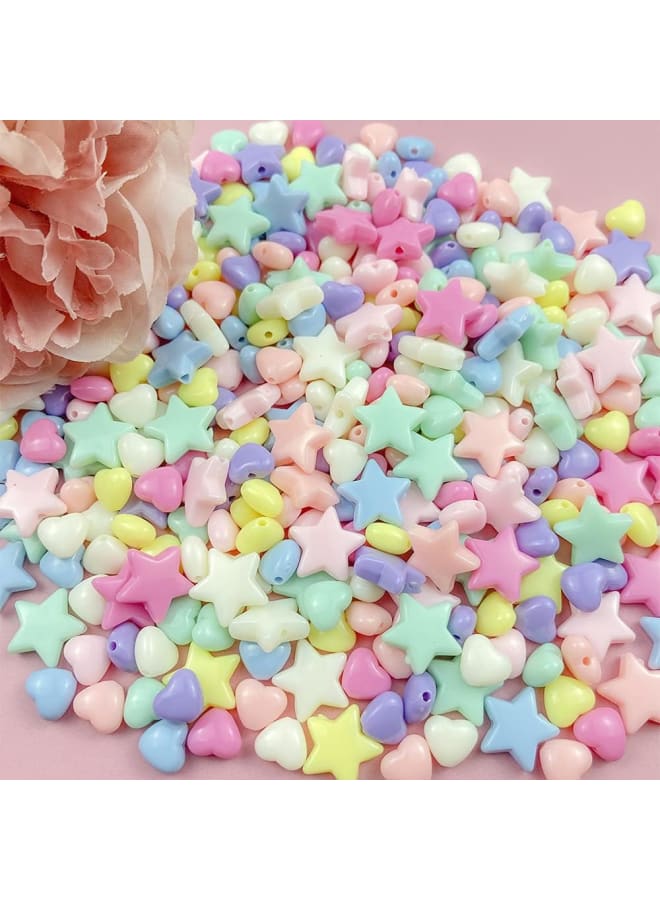 600 Pcs Candy Color Acrylic Star Heart Colorful Assorted Candy Color Mix Plastic Pastel Beads Smooth Loose Spacer Mixed for DIY Jewelry Craft Making Necklace Rainbow Bracelet (600) - Image 3