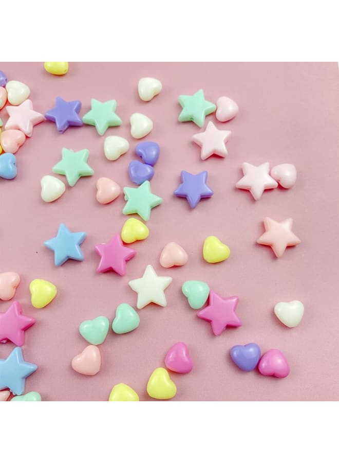 600 Pcs Candy Color Acrylic Star Heart Colorful Assorted Candy Color Mix Plastic Pastel Beads Smooth Loose Spacer Mixed for DIY Jewelry Craft Making Necklace Rainbow Bracelet (600) - Image 5