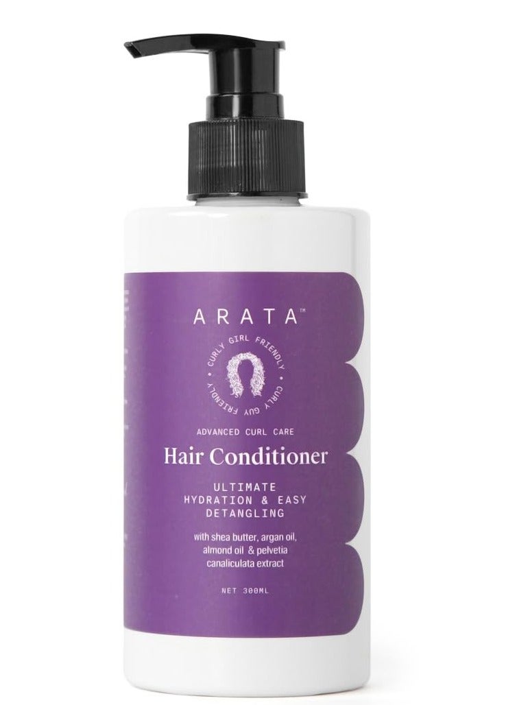 أراتا بلسم الشعر المجعد المتطور للعناية بالشعر (300 مل) | بلسم للشعر يشطف بعد الشطف بزبدة الشيا وزيت الأرغان وزيت اللوز وبيلفيتيا كاناليكولاتا | ترطيب فائق وسهولة فك تشابك الشعر، 1 قطعة - Image 1
