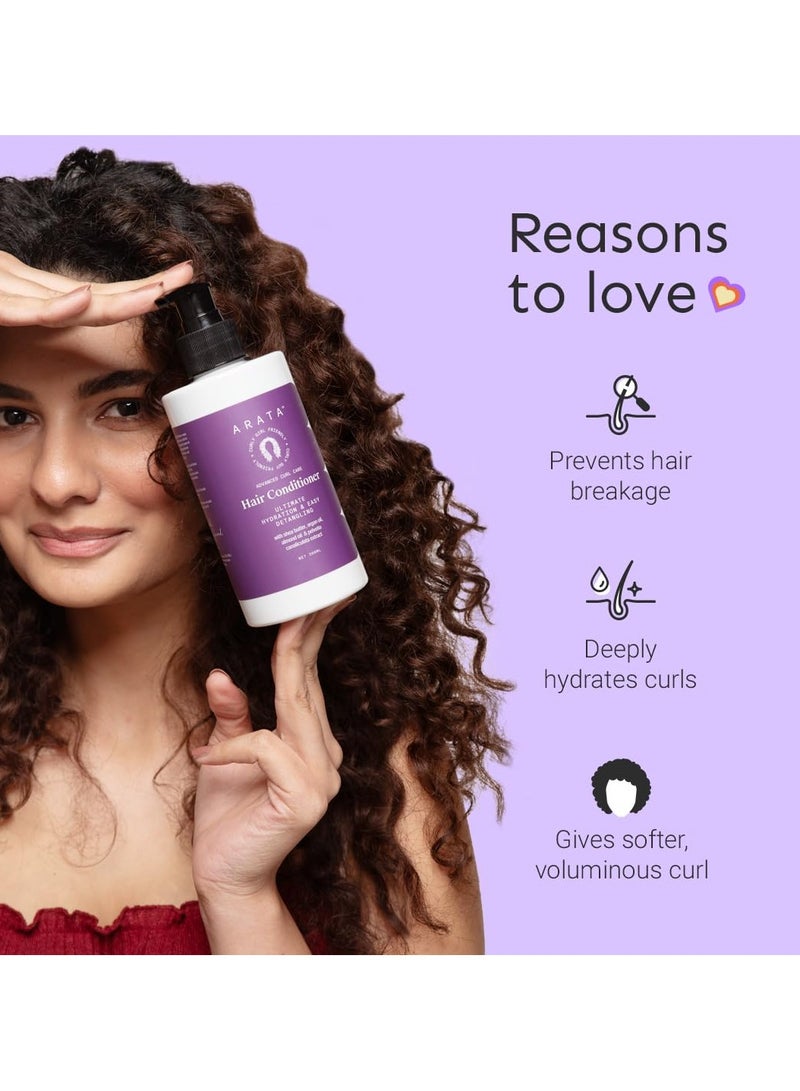 أراتا بلسم الشعر المجعد المتطور للعناية بالشعر (300 مل) | بلسم للشعر يشطف بعد الشطف بزبدة الشيا وزيت الأرغان وزيت اللوز وبيلفيتيا كاناليكولاتا | ترطيب فائق وسهولة فك تشابك الشعر، 1 قطعة - Image 3