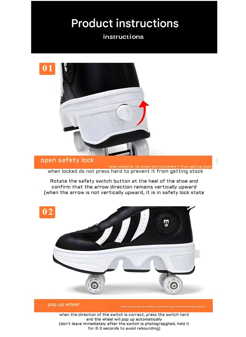 Draxon - double-row deform wheel skate for unisex adult kids invisible deformation roller Skating 2 In 1 removable retractable rollerskates pulley roller sport shoes - Image 1