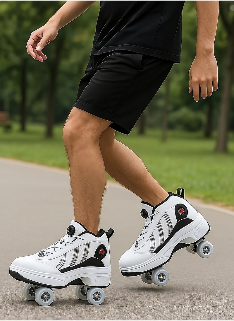 Draxon - double-row deform wheel skate for unisex adult kids invisible deformation roller Skating 2 In 1 removable retractable rollerskates pulley roller sport shoes - Image 1