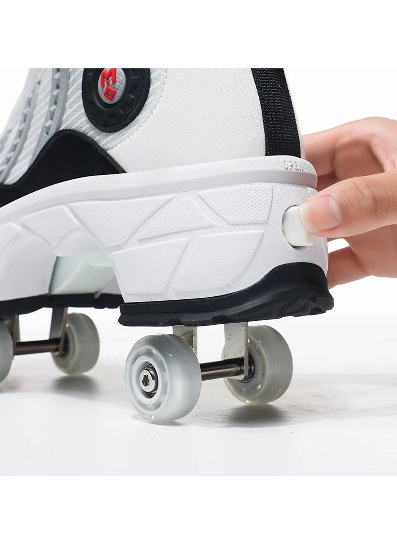 Draxon - double-row deform wheel skate for unisex adult kids invisible deformation roller Skating 2 In 1 removable retractable rollerskates pulley roller sport shoes - Image 1