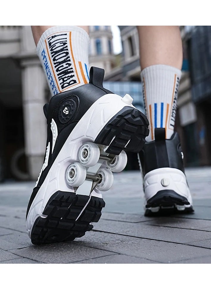 Draxon - double-row deform wheel skate for unisex adult kids invisible deformation roller Skating 2 In 1 removable retractable rollerskates pulley roller sport shoes - Image 1