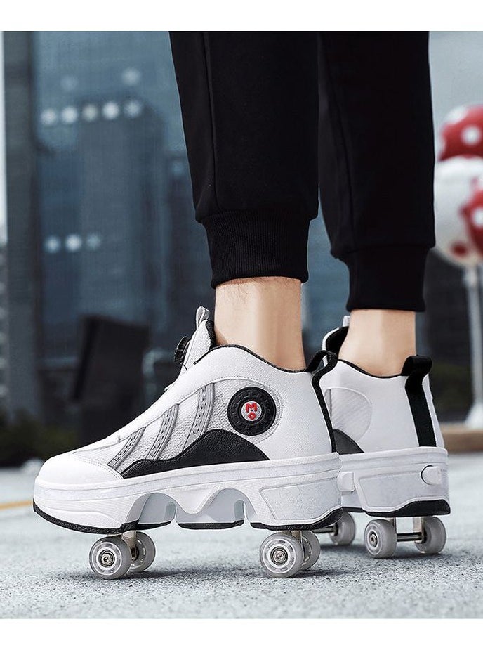 Draxon - double-row deform wheel skate for unisex adult kids invisible deformation roller Skating 2 In 1 removable retractable rollerskates pulley roller sport shoes - Image 1