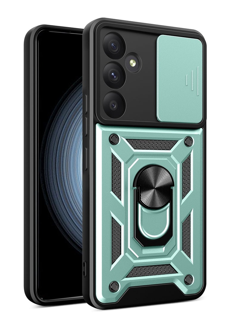 جراب حمايه ويندو مقاوم للصدمات وحمايه للكاميرا مزود بدبله معدنيه متوافق مع Samsung Galaxy A55 (اخضر)