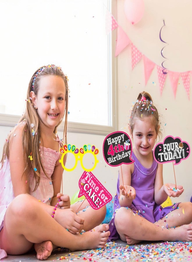 WOBBOX Fourth Birthday Photo Booth Party Props Pink for Baby Girl, 4th Birthday Decorations for Girl, Kids Birthday Party Decoration Items - Image 5