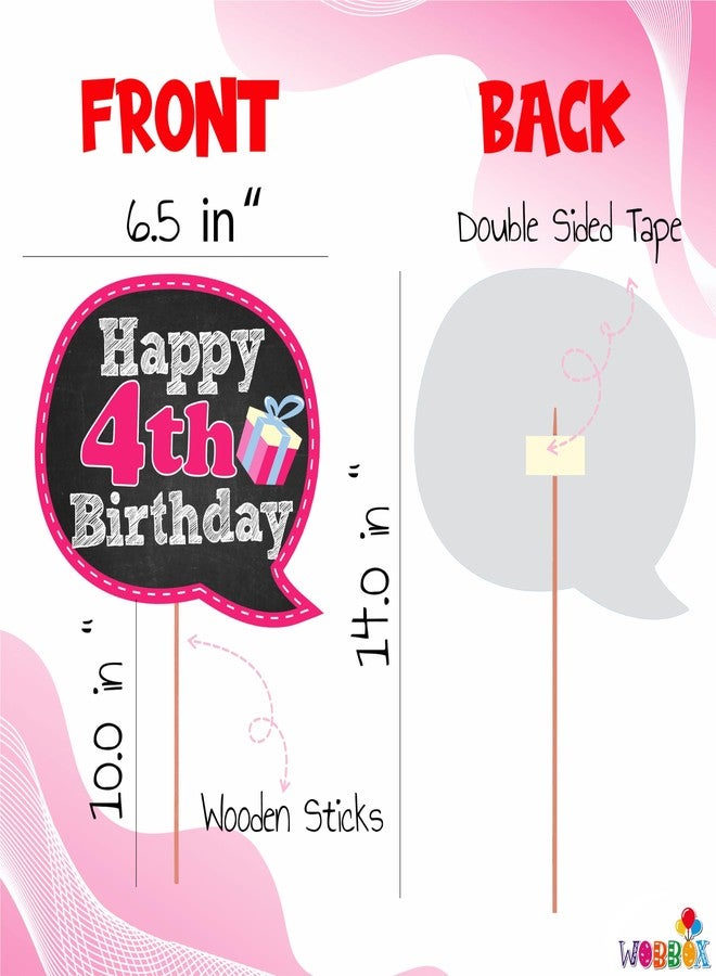 WOBBOX Fourth Birthday Photo Booth Party Props Pink for Baby Girl, 4th Birthday Decorations for Girl, Kids Birthday Party Decoration Items - Image 2