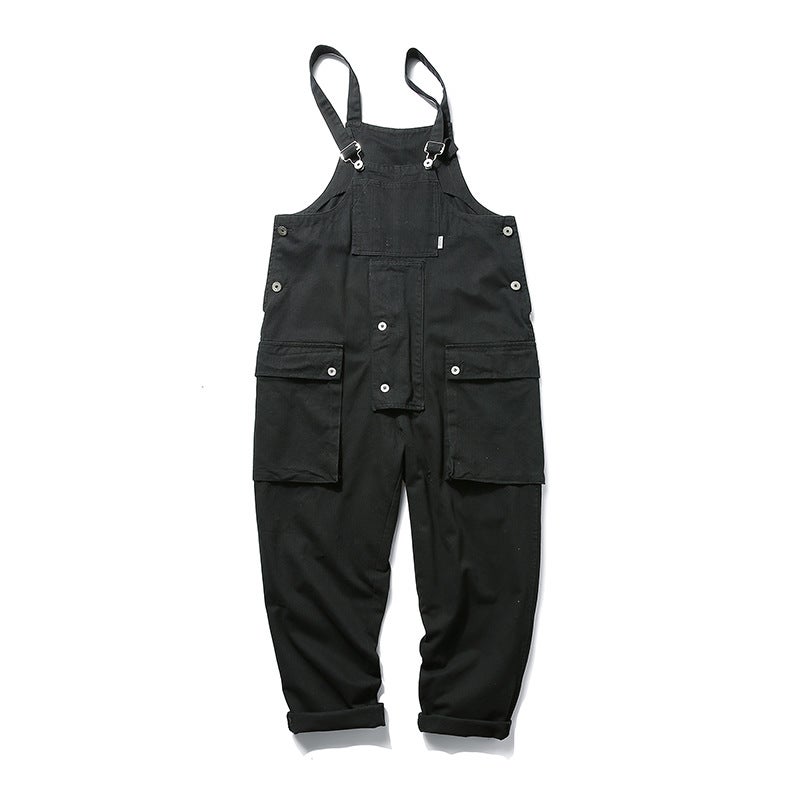 Japanese fashion brand suspender pants loose jumpsuit overalls wide-leg pants dad pants ins Internet celebrity suspender pants men and women - Image 1