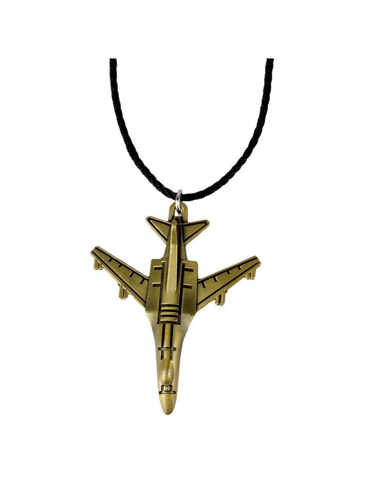 Airplane Pendant Necklace – Jet Aircraft Design Metal Pendant with Adjustable Black Rope Chain, Fashion Accessory for Casual Wear - Image 4