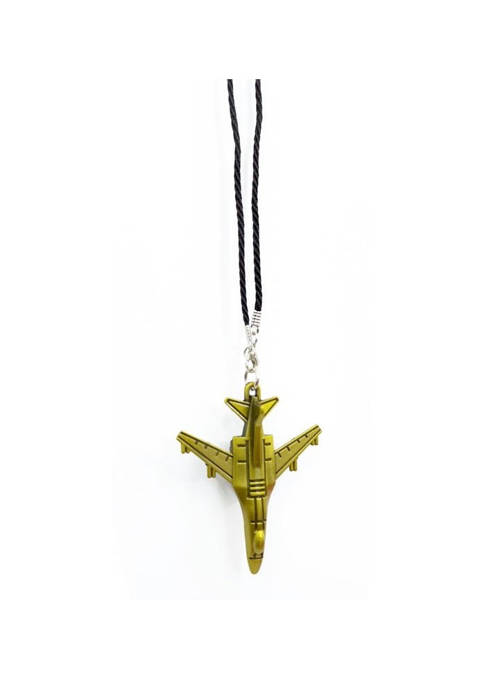 Airplane Pendant Necklace – Jet Aircraft Design Metal Pendant with Adjustable Black Rope Chain, Fashion Accessory for Casual Wear - Image 3