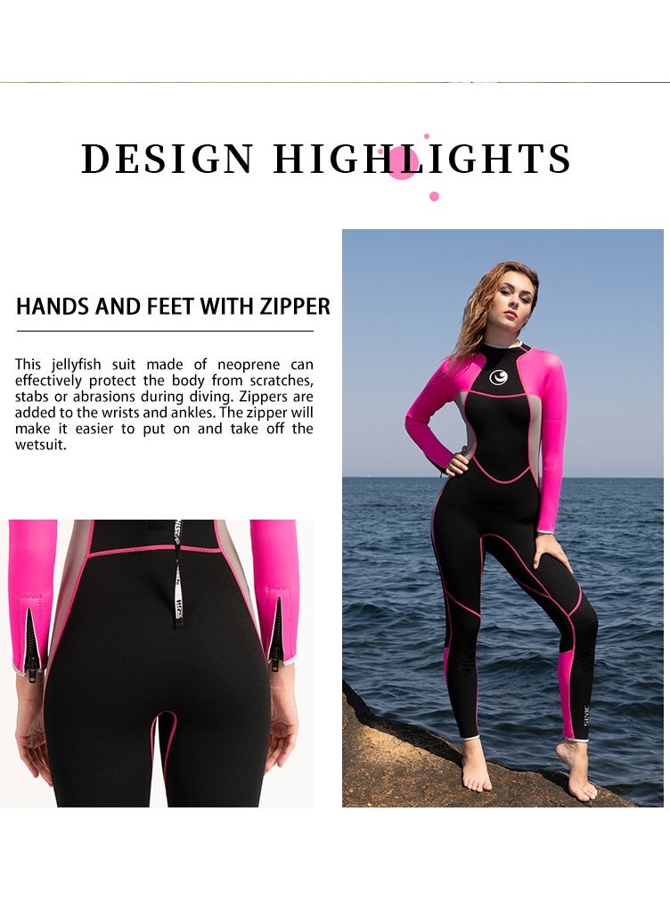 Arabest - Women Full Body Wetsuit One Piece Surfing Diving Suit Dive Skin Rash Guard Long Sleeve Zip Quick Dry 3mm M - Image 1