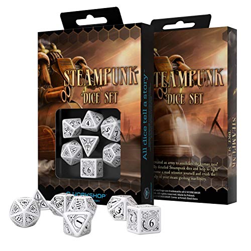 Q WORKSHOP Steampunk Dice Set White - Black (7) - Image 2