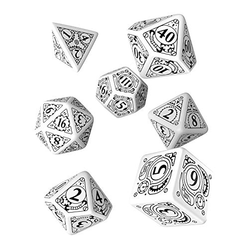 Q WORKSHOP Steampunk Dice Set White - Black (7) - Image 1