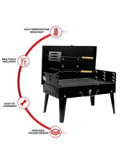 Generic Foldable Charcoal BBQ Barbecue Camping Grill Travel Picnic Outdoor with Spatula  - Image 4
