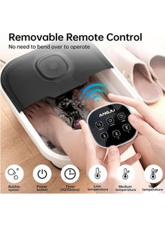 Angju Angju Collapsible Foot Spa with Heat,Remote Temperature Control and Bubble,Foot Bath Tub with 6 Massage Rollers,Timer and Pumice Stone,Electric Pedicure Foot Spa Machine for Feet Stress Relief  - Image 4
