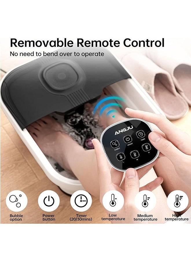 Angju - Angju Collapsible Foot Spa with Heat,Remote Temperature Control and Bubble,Foot Bath Tub with 6 Massage Rollers,Timer and Pumice Stone,Electric Pedicure Foot Spa Machine for Feet Stress Relief - Image 1