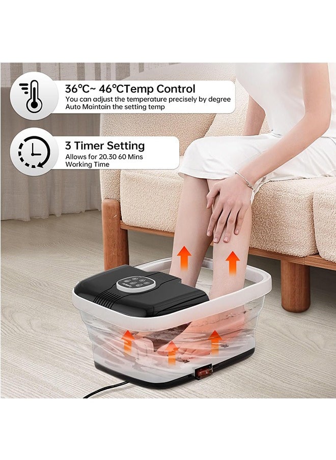 Angju - Angju Collapsible Foot Spa with Heat,Remote Temperature Control and Bubble,Foot Bath Tub with 6 Massage Rollers,Timer and Pumice Stone,Electric Pedicure Foot Spa Machine for Feet Stress Relief - Image 1