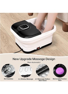 Angju Angju Collapsible Foot Spa with Heat,Remote Temperature Control and Bubble,Foot Bath Tub with 6 Massage Rollers,Timer and Pumice Stone,Electric Pedicure Foot Spa Machine for Feet Stress Relief  - Image 3