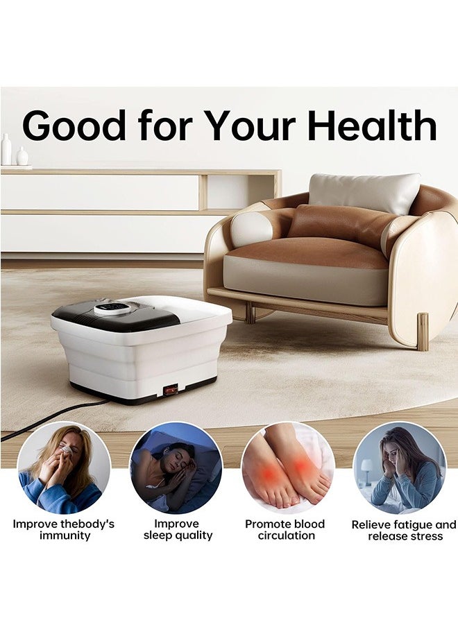 Angju - Angju Collapsible Foot Spa with Heat,Remote Temperature Control and Bubble,Foot Bath Tub with 6 Massage Rollers,Timer and Pumice Stone,Electric Pedicure Foot Spa Machine for Feet Stress Relief - Image 1
