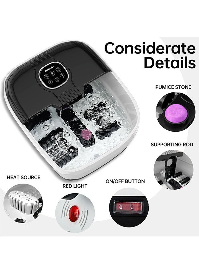 Angju - Angju Collapsible Foot Spa with Heat,Remote Temperature Control and Bubble,Foot Bath Tub with 6 Massage Rollers,Timer and Pumice Stone,Electric Pedicure Foot Spa Machine for Feet Stress Relief - Image 1