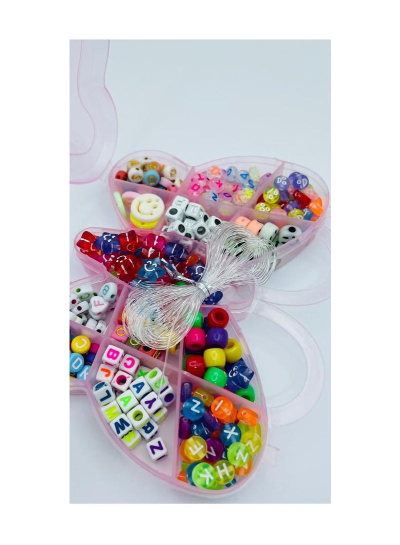 إيتالو 360 قطعة من الخرز المصنوع يدويًا يدويًا مع صندوق على شكل فراشة للأطفال والأساور والقلائد - Image 4