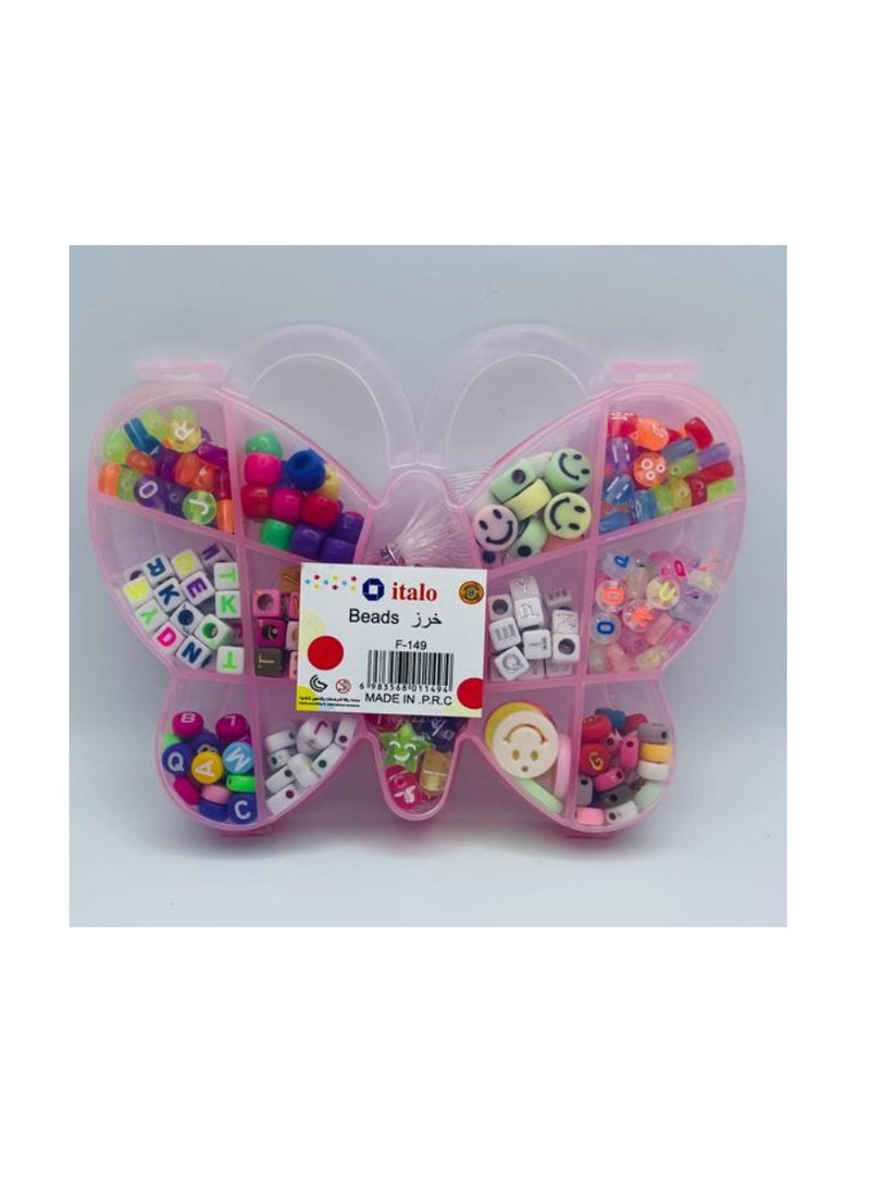 إيتالو 360 قطعة من الخرز المصنوع يدويًا يدويًا مع صندوق على شكل فراشة للأطفال والأساور والقلائد - Image 1