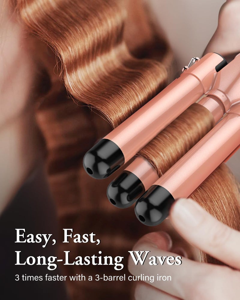 BESTOPE PRO Waver Curling Iron Wand, BESTOPE PRO 5 in 1 Curling Wand Set with 3 Barrel Hair Crimper for Women, Fast Heating Hair Wand Curler in All Hair Type - Image 3