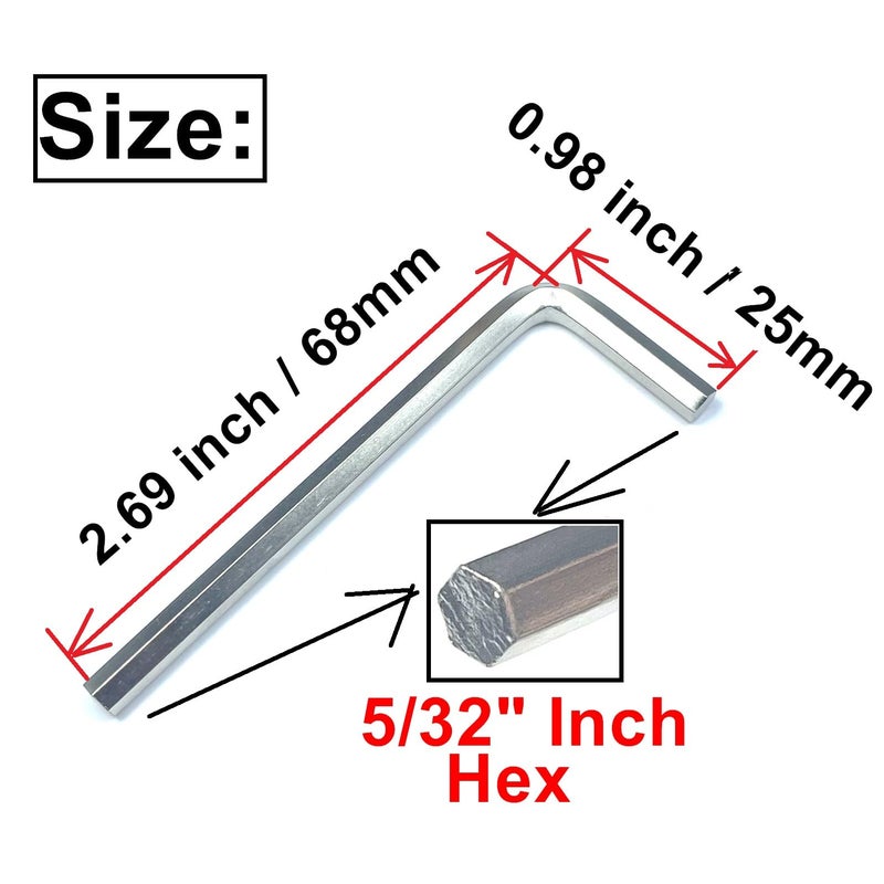 Zdingtech 6 قطع 5/32 مجموعة مفاتيح ألين 5/32 بوصة مجموعة مفاتيح ربط سداسية مفتاح ألين مفتاح باب على شكل حرف L بذراع طويل. - Image 3