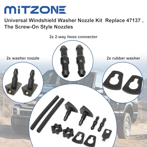 MITZONE Universal Windshield Washer Nozzle Kit Replace 47137, The screw-on style nozzles (Universal Windshield Washer Nozzle) - Image 4