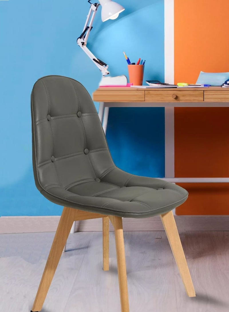 Taimi Set of 2 Modern Armless Solid Wooden Padded Seat Dining Chair, Office Chair, Desk Chairwith Back Rest Designer Chairs for Kitchen Home Office Lounge Living Room Cushioned Gray - Image 2