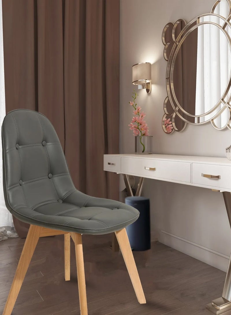 Taimi Set of 2 Modern Armless Solid Wooden Padded Seat Dining Chair, Office Chair, Desk Chairwith Back Rest Designer Chairs for Kitchen Home Office Lounge Living Room Cushioned Gray - Image 3
