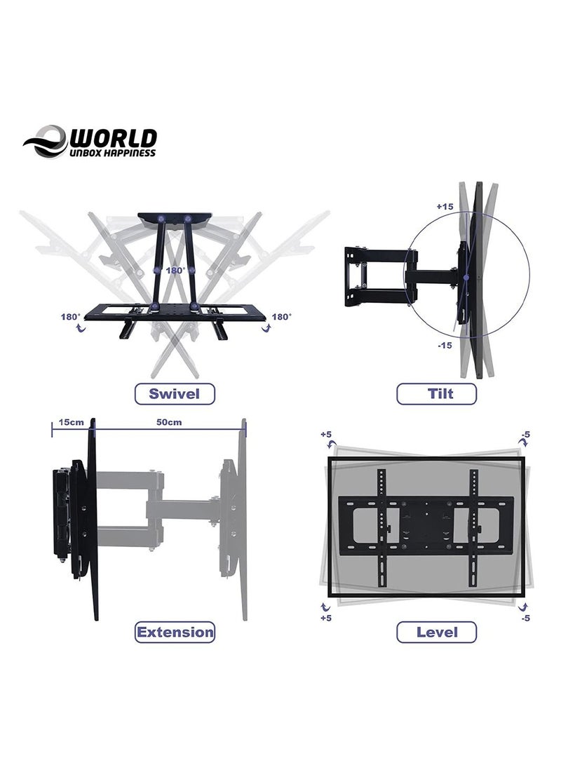 Eworld TV Wall Mount Bracket for 32-70 Inch LED LCD OLED and Plasma Flat Screen TVs with Full Motion Swivel Articulating Dual Arms - Image 3
