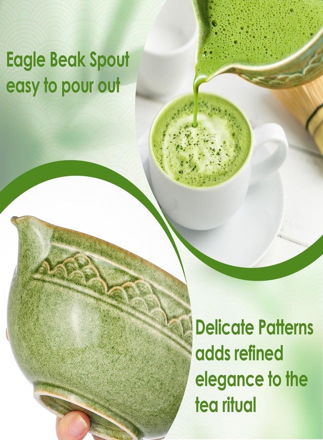ZBUFAN طقم مضرب ماتشا، طقم ماتشا أخضر من 7 قطع من ZBUFAN مع مضرب من الخيزران (تشاسن) وحامل، وعاء ماتشا سيراميك مع صنبور، طقم شاي ياباني مع منخل ومغرفة ماتشا - Image 4