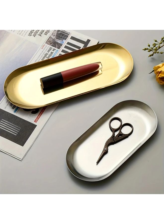 Silver Stainless Steel Cosmetic Storage Box For Makeup Tools Jewelry Tray Desktop Towel Organizer - Image 1