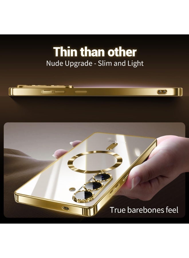 Electroplated Case For Samsung Galaxy A26 Camera Lens Full Protection Compatible with MagSafe Wireless Charging, Shockproof Soft TPU Phone Magnetic Cover (Gold) - Image 4