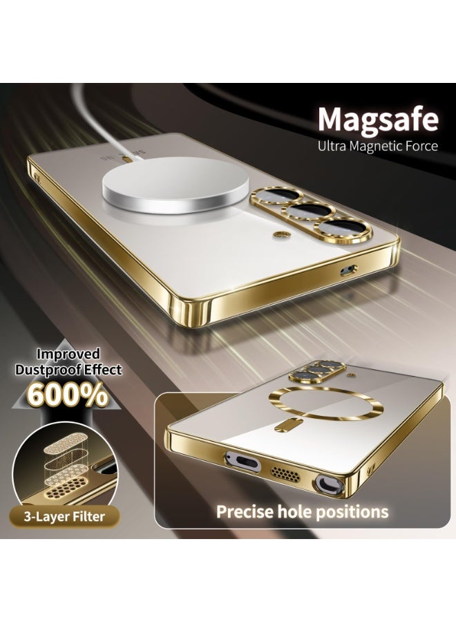 Electroplated Case For Samsung Galaxy A26 Camera Lens Full Protection Compatible with MagSafe Wireless Charging, Shockproof Soft TPU Phone Magnetic Cover (Gold) - Image 3