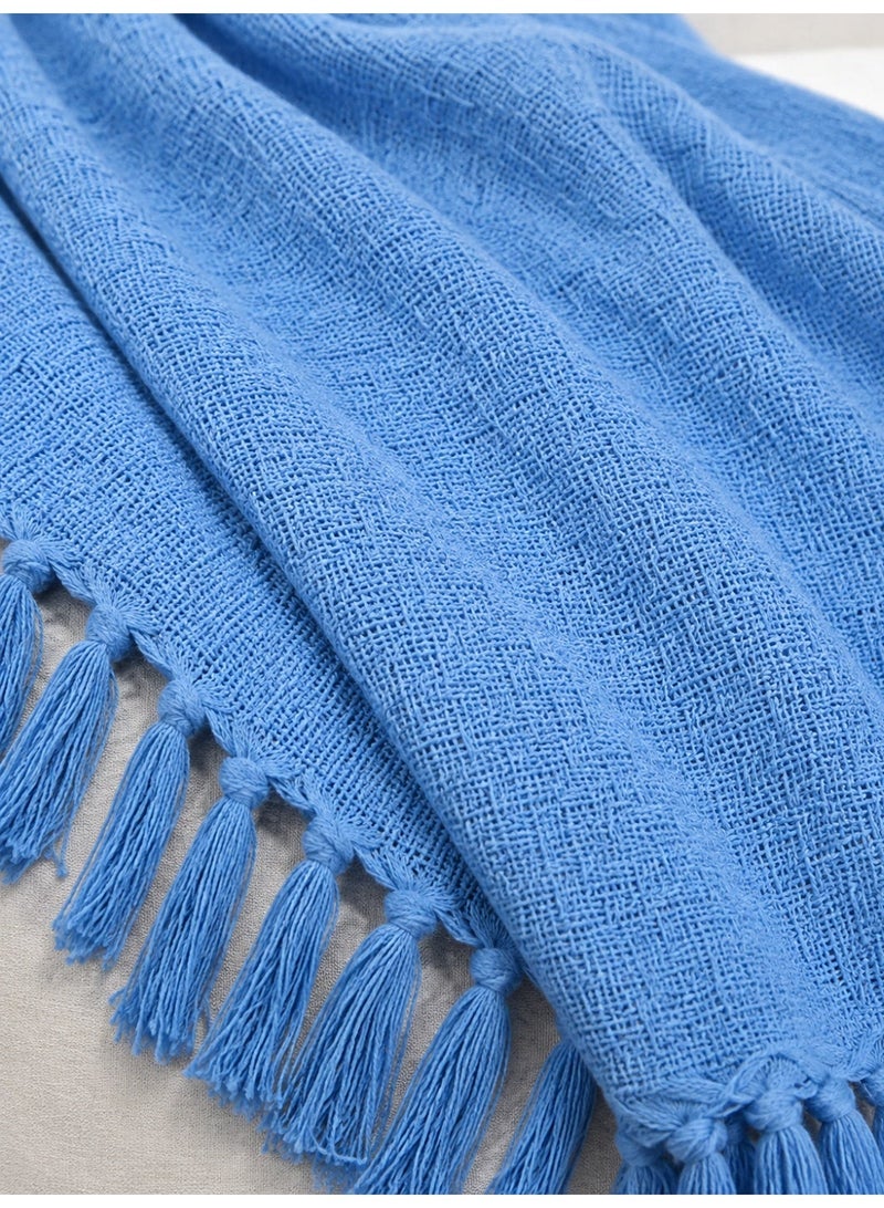 Woven Throw Blanket – 100% Cotton, 127 × 154 cm – Soft Lightweight Textured Blanket with Decorative Tassels for Sofa, Bed & Home Décor - Image 3