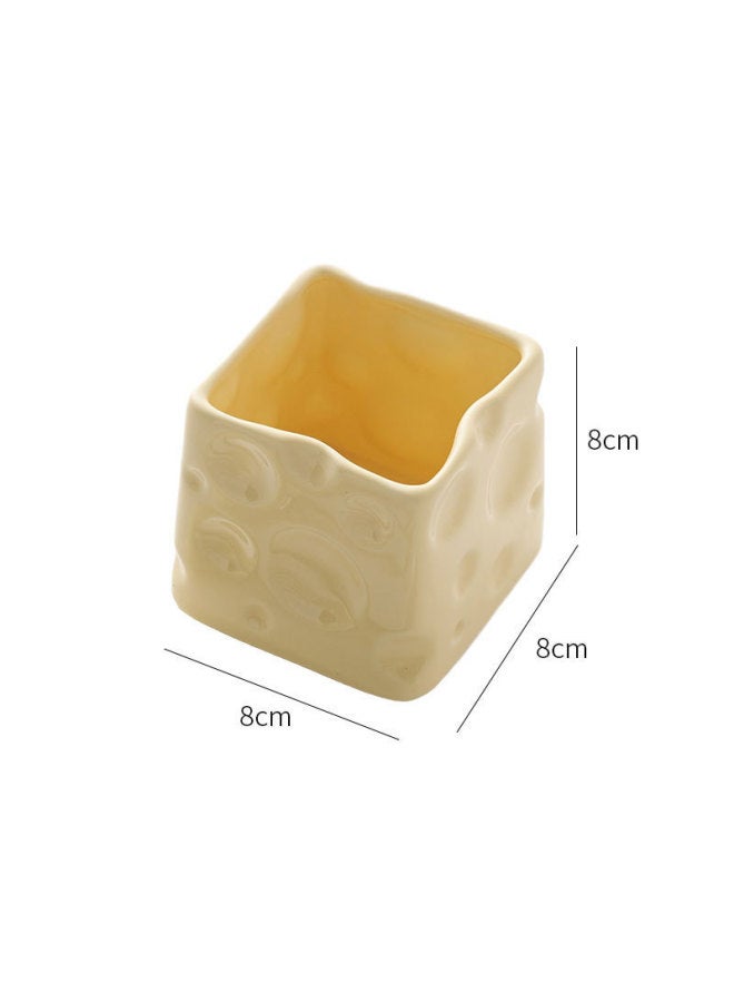 Cream Style Advanced Fruit Fork Suit Multi-purpose Ceramic Cheese Storage Can Bar Decoration Good Hand Ceremony-Specification:Creamy Yellow - Image 1