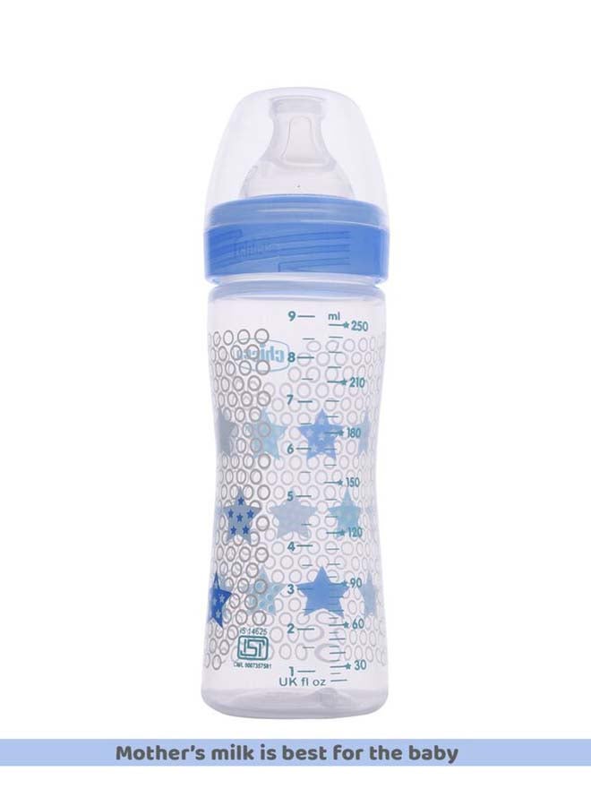 Chicco زجاجة تغذية الرفاهية (250 مل، متوسطة) 2م+ تدفق متوسط (أزرق) - Image 3