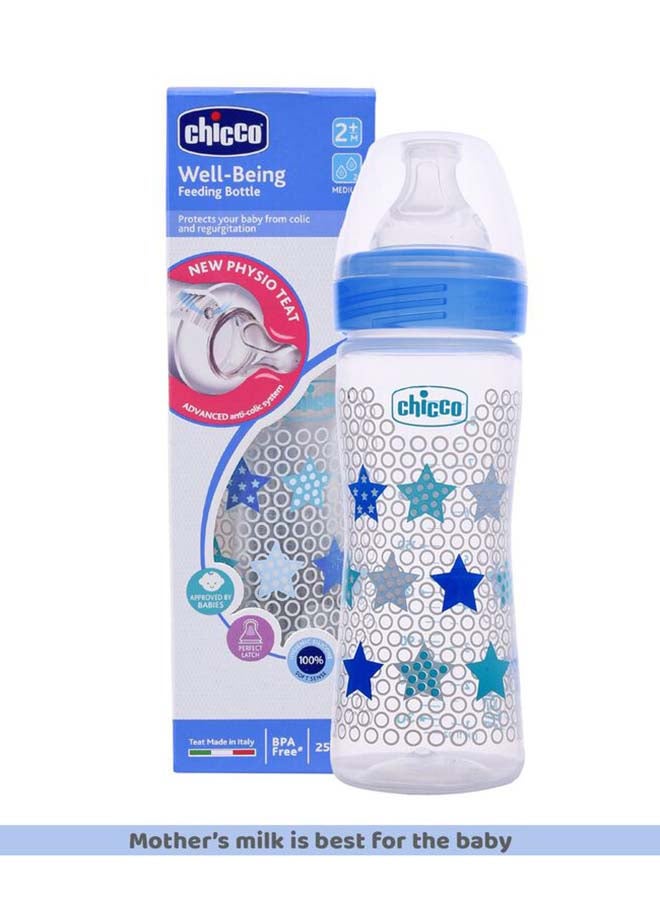 Chicco زجاجة تغذية الرفاهية (250 مل، متوسطة) 2م+ تدفق متوسط (أزرق) - Image 2