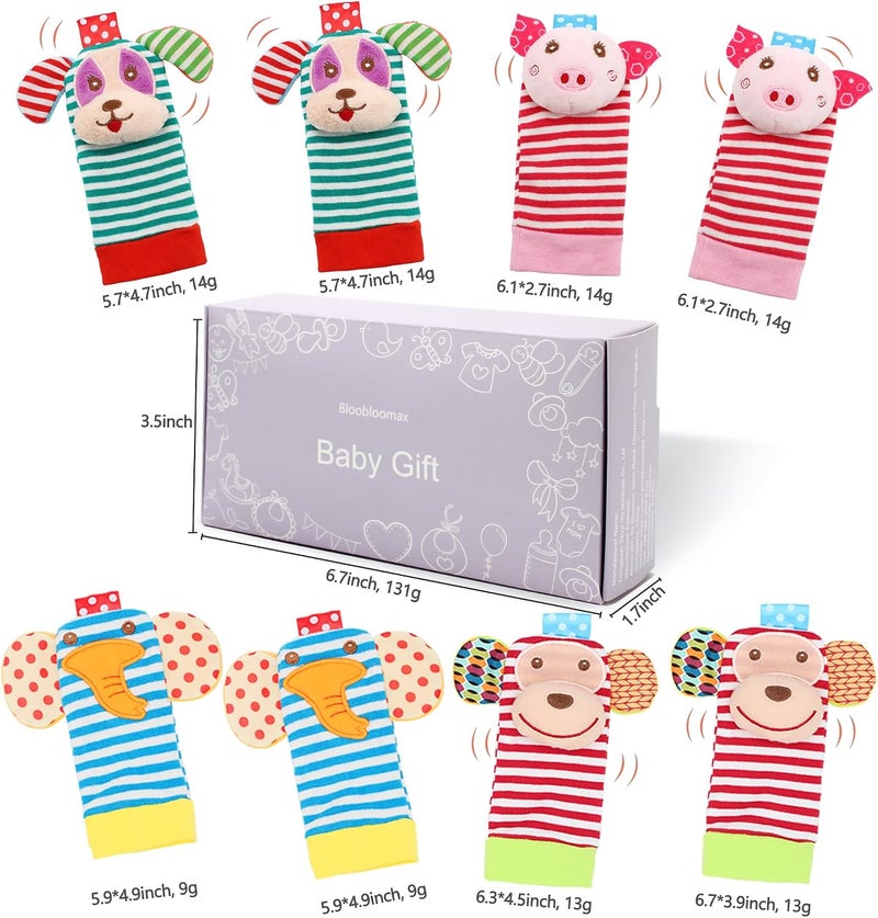 BLOOBLOOMAX Baby Infant Rattle Socks Toys, Sock rattles for Babies 0-24 Months Baby Animal Foot Finder Learning Toy (Cotton B) - Image 3