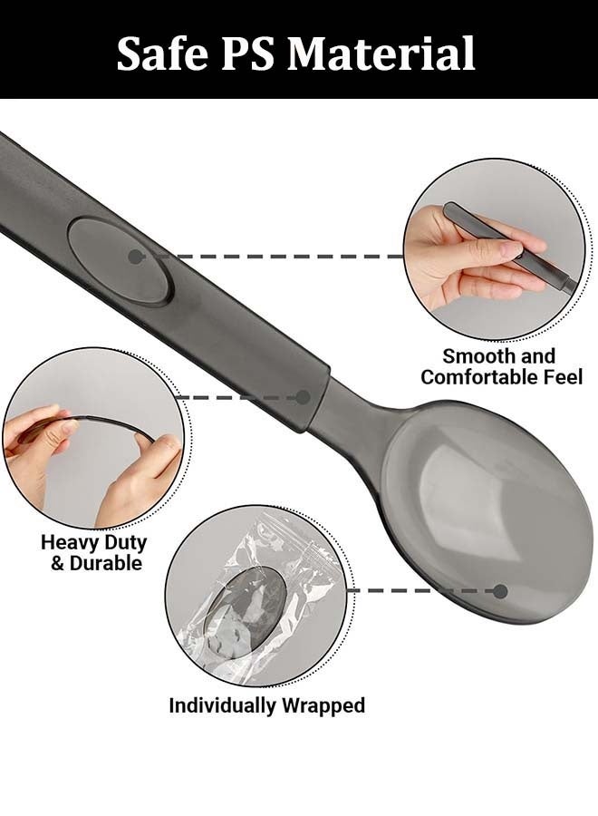 ثمانية فيبيهاوس ملعقة بلاستيكية ملاعق بلاستيكية للاستخدام مرة واحدة، 100 قطعة من ملاعق أدوات المائدة البلاستيكية، مجموعة أدوات مائدة للاستخدام مرة واحدة للحفلات وحفلات الزفاف وأعياد الميلاد والتجمعات العائلية، مغلفة بشكل فردي ملعقة بلاستيكية للاستعمال مرة واحدة 6.8 بوصة × 1.3 بوصة ملعقة للاستعمال مرة واحدة - Image 3