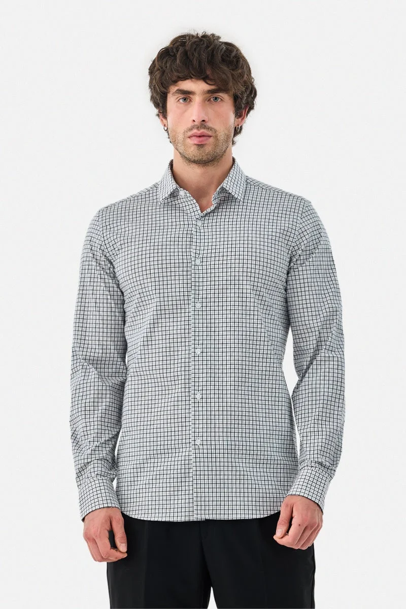 SNITCH Slim Fit Stretch Micro Checks Shirt