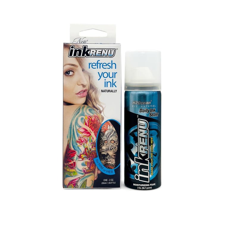 H2Ocean InkRenu Color Enhancing Tattoo Moisturizing Foam - Tattoo Brightener, Enhancer & Moisturizer for Tattoo Care - Tattoo Aftercare Lotion to Revive & Renew Tattoos - 2 oz - Image 1