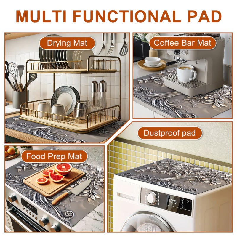 HOMETITUTE Tree of Life Stove Top Cover For Electric 28 x 20 inch Gas Stove Cover Pad Glass Flat Stovetop Covers Mat for Kitchen Fit Under Coffee Absorbent Mat Diatomite - Image 2